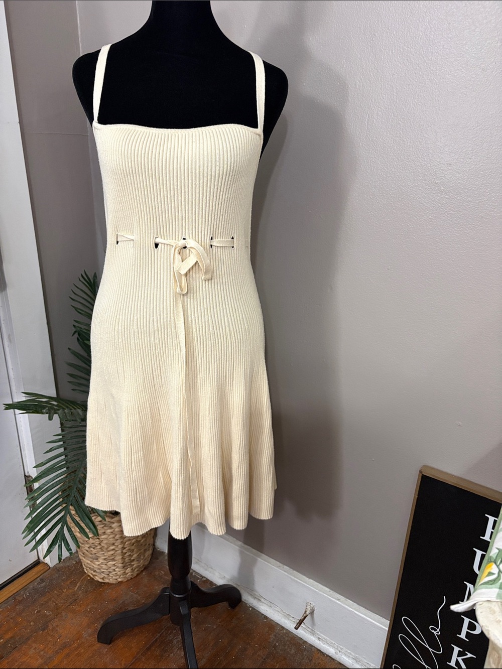 MAJORELLE Emery Rib Knit Mini Dress Ivory Size Small Revolve
